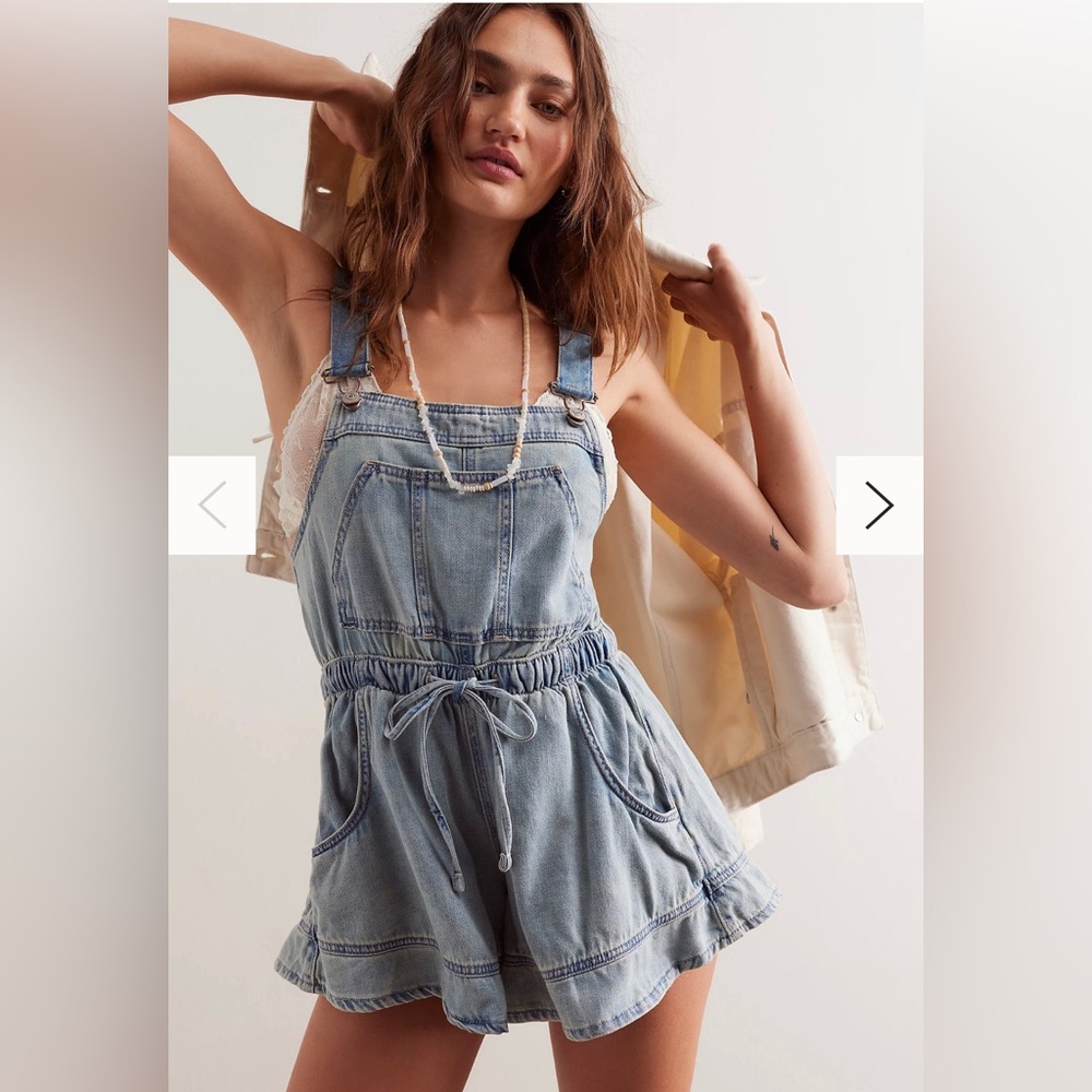 Free People Light Blue Denim Romper